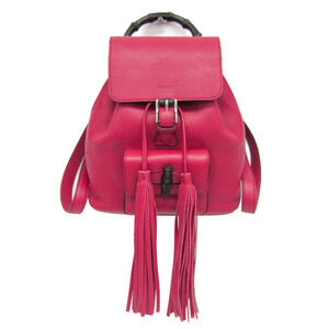 GUCCI Authentic Pink Leather Bamboo Backpack